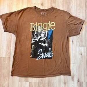 The Notorious BIG Smalls Graphic T Shirt Brown Cotton Size L